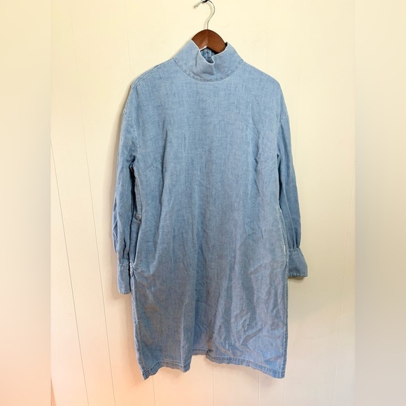 Rachel Comey mock neck long sleeve denim chambray midi dress size 4 - Picture 2 of 8